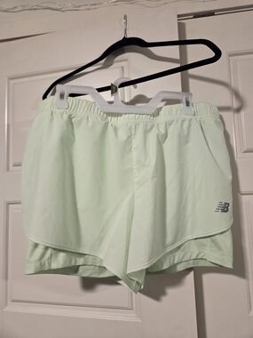 New Balance Light Green Layered Athletic Shorts